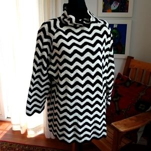 MICHAEL SIMON New York Vintage 1992 Chenille Chevron Tunic Sweater One Size